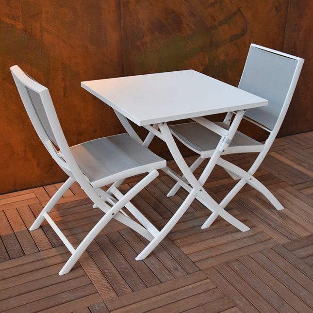 Table pliante carrée en alu blanc 70 x 70 cm Grace