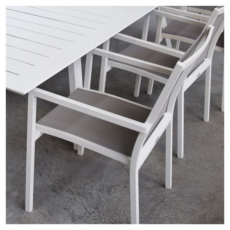 Chaise en alu blanc textilène gris clair Bari