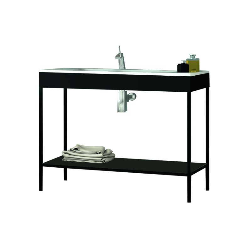 Meuble salle de bain noir 120 cm + vasque céramique, Metal