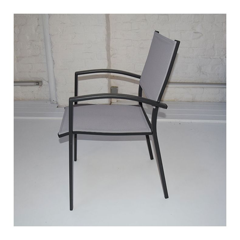 Chaise en alu anthracite textilène gris clair Ronda