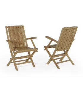 Ensemble de 2 fauteuils de jardin pliants en teck massif de qualité Ecograde© karimun