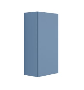 Demi colonne de salle de bains suspendue Odda laquée bleu denim de 130 cm de hauteur avec 1 porte.