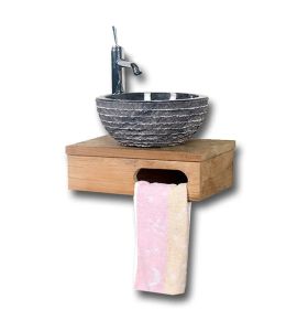 [Reconditionné] Meuble sous-vasque suspendu en teck pour lave-mains, Lazzeri