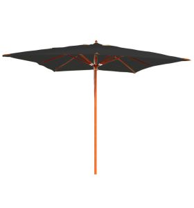 Parasol noir avec mât en bois 300 x 300 cm Karimum