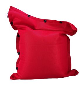 Pouf géant flottant rouge Ganesh vu en position fauteuil