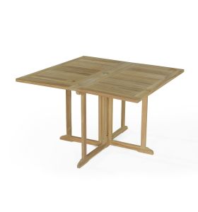 Table pliable carrée en teck massif Ecograde© de 120 x120 cm