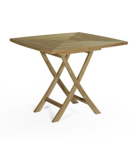[Reconditionné] Table pliante carrée en teck Ecograde Cardif 90 x 90 cm