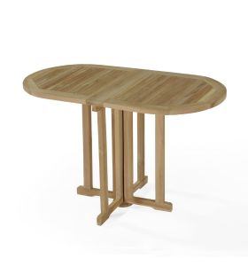 [Reconditionné] Table pliante ovale en teck Ecograde Manoï 120 x 60 cm pour balcon