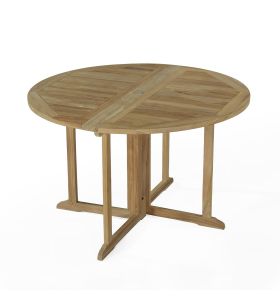 Table pliante ronde de jardin en teck massif de qualité Ecograde©  -  Diamètre 120 cm