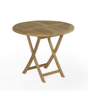 [Reconditionné] Table pliante ronde en teck Ecograde Adomée ø 90 cm