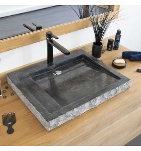 Vasque à poser rectangulaire en marbre noir, Oblik