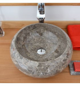 Vasque de salle de bain à poser en marbre gris Luna