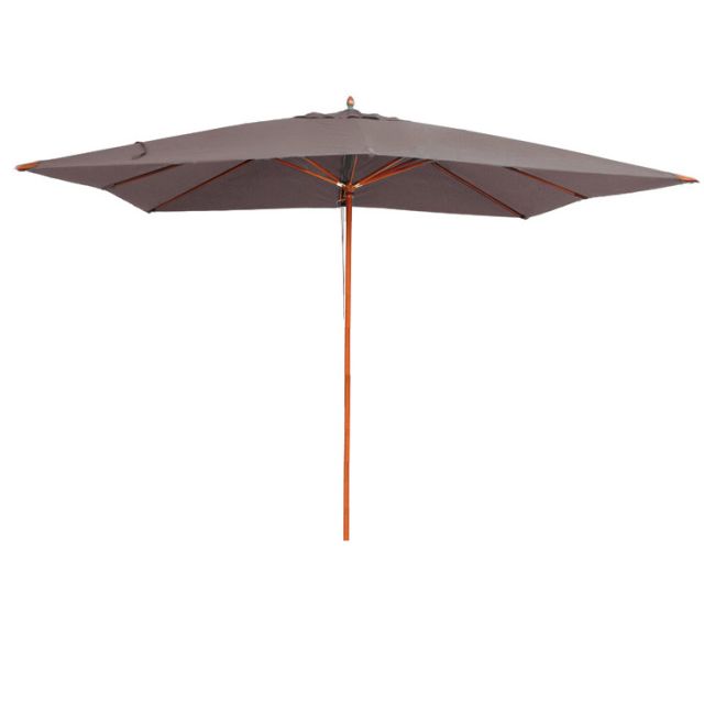 Parasol taupe avec mât en bois 300 x 400 cm Rangoon