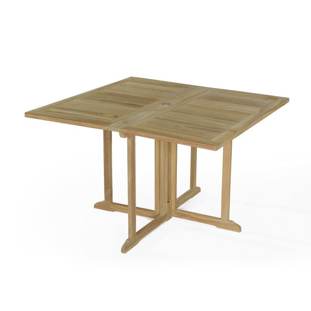 Table pliable carrée en teck massif Ecograde© de 120 x120 cm