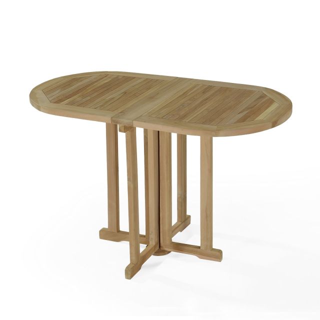 Table pliante ovale en teck massif Ecograde© 120 x 60 cm idéale pour le balcon  - Manoï