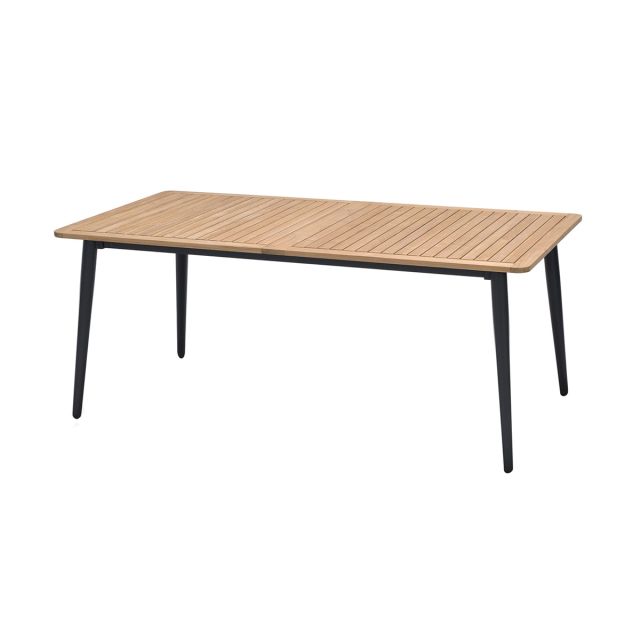 Table en aluminium anthracite et plateau en teck massif 185 x 100  cm Crozon
