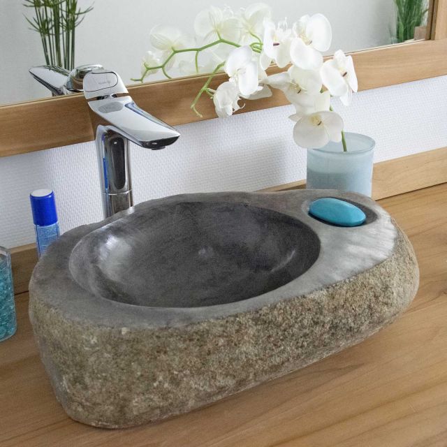 Vasque à poser en pierre de rivière ø 40 cm - Playa