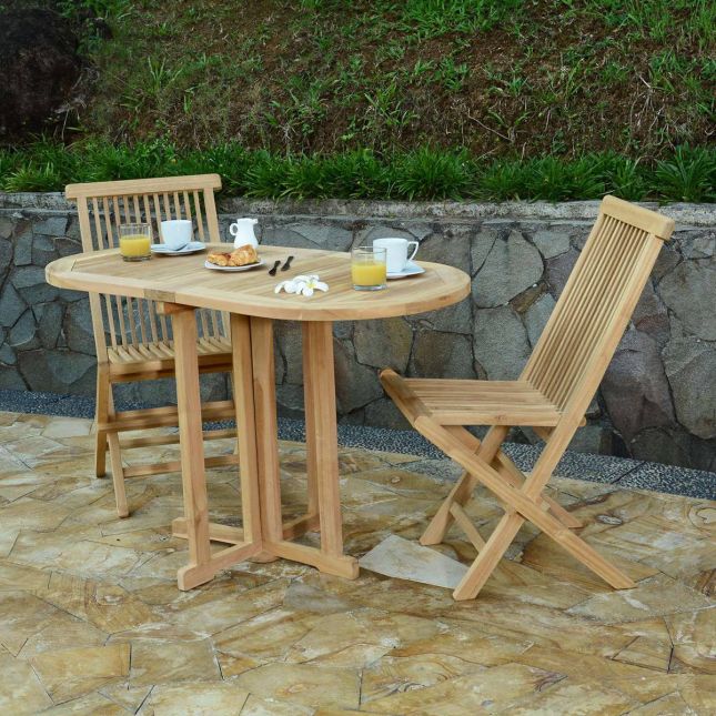 Table rectangulaire pliante en bois FSC + 4 chaises pliantes